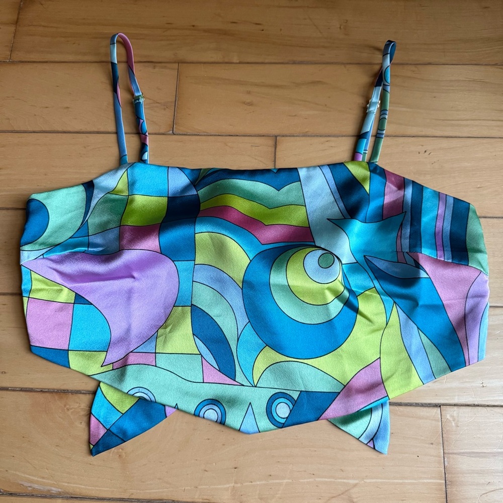 Show Me Your Mumu Scarf Crop Top Go Go Luxe Satin Size Small